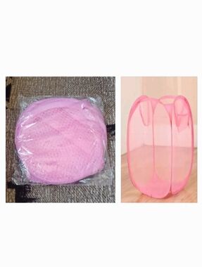 4/$30 New Pink Pop-Up Mesh Laundry Hamper - Large Capacity